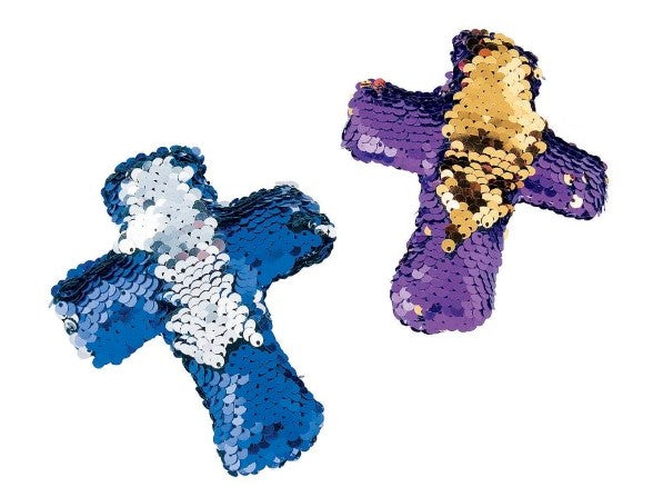 easter, christmas, christening, baptism plush sequin cross for children.