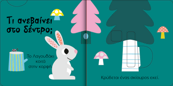 greek children's search and find board book about forest animals