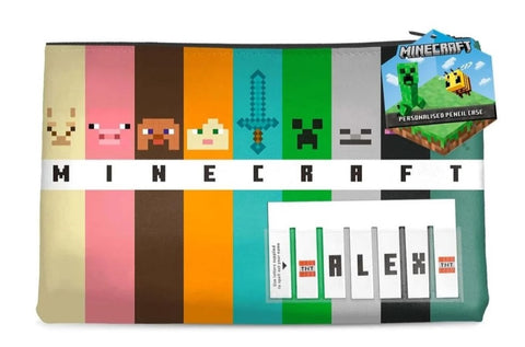 licensed minecraft pencil case featuring minecraft characters