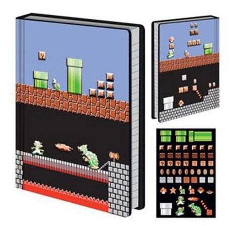 licensed super mario bros notebook with magnetic cover and super mario level magnets