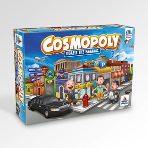 greek cosmopoly board game. travel around the cities of greece in this fun, family friendly board game