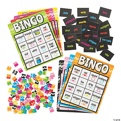 spanish and english bilingual bingo shapes and colours game