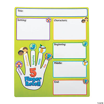 5 finger retell reading strategy educational class board