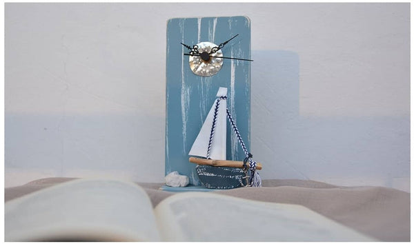 made in greece sail boat clock, wood art greek island inspired