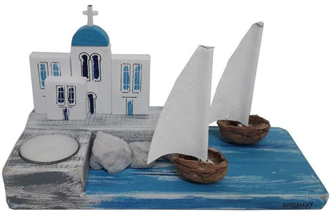 made in greece, greek religious items, greek island tea light candle holder