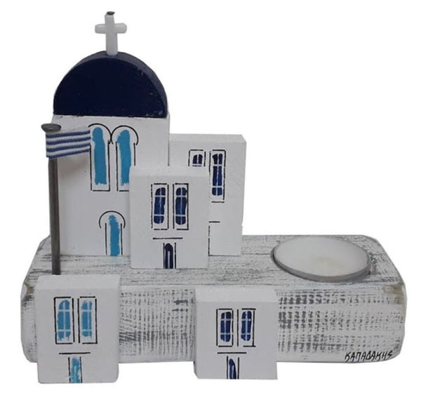 greek church greek flag tea light candle holder, made in greece religious items