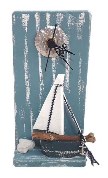 sail boat wood art clock, made in greece