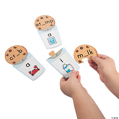 english language educational games, short vowel self-correcting puzzles, cookies and milk game