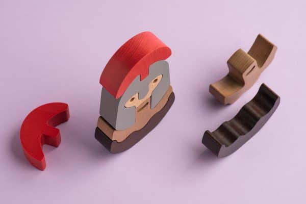 wooden eco-friendly spartan warrior stacking puzzle toy, handcrafted in greece